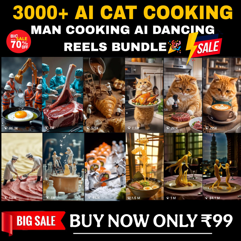 3000+ Ai cat cooking videos & man cooking video more much super deal